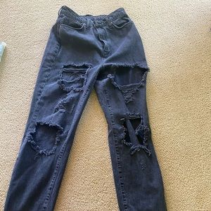 BDG washed black ripped mom jeans